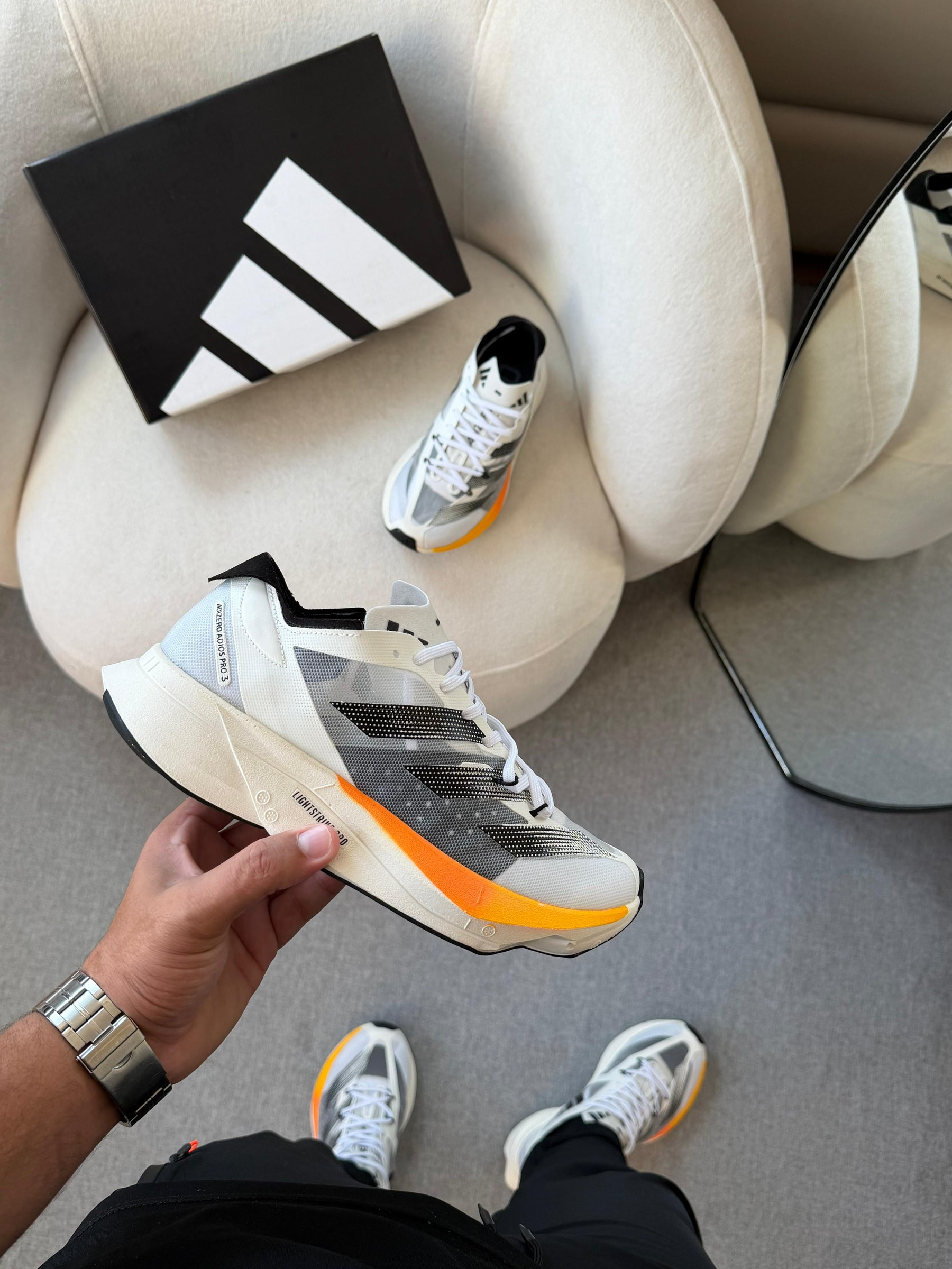 Tênis Adizero Adios Pro 3 Branco Laranja