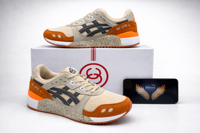 Tênis Masculino Asics Gel-Lyte III Bege/Laranja Premium em Couro